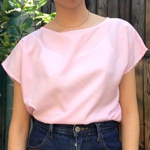 Vintage pink polyester short sleeve top